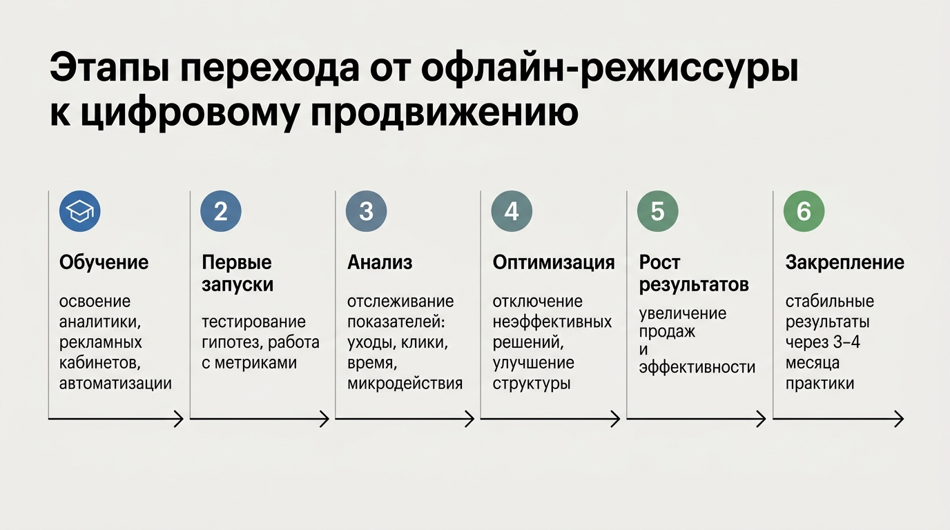Этапы перехода из офлайн-режиссуры в цифровое продвижение